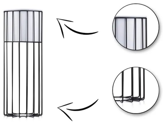 Fém virágcserép LOFT 55x20 cm fekete/fehér