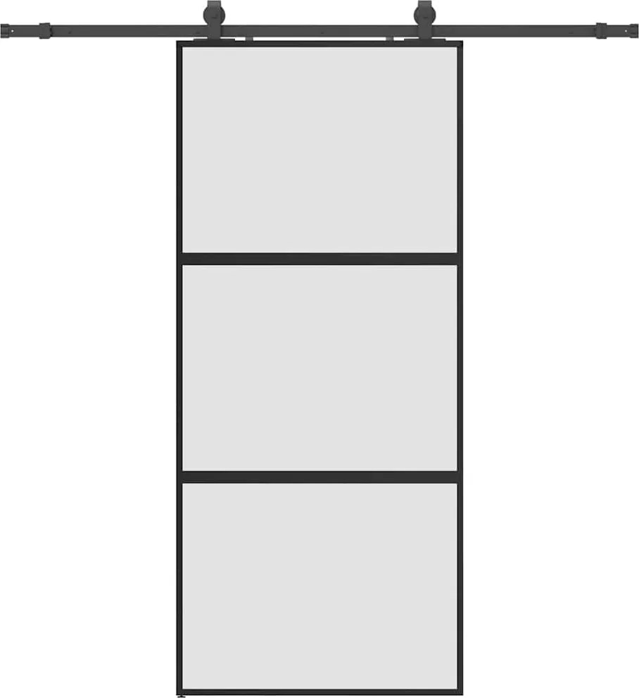 vidaXL fekete edzett üveg tolóajtó fémszerelék szettel 90x205 cm