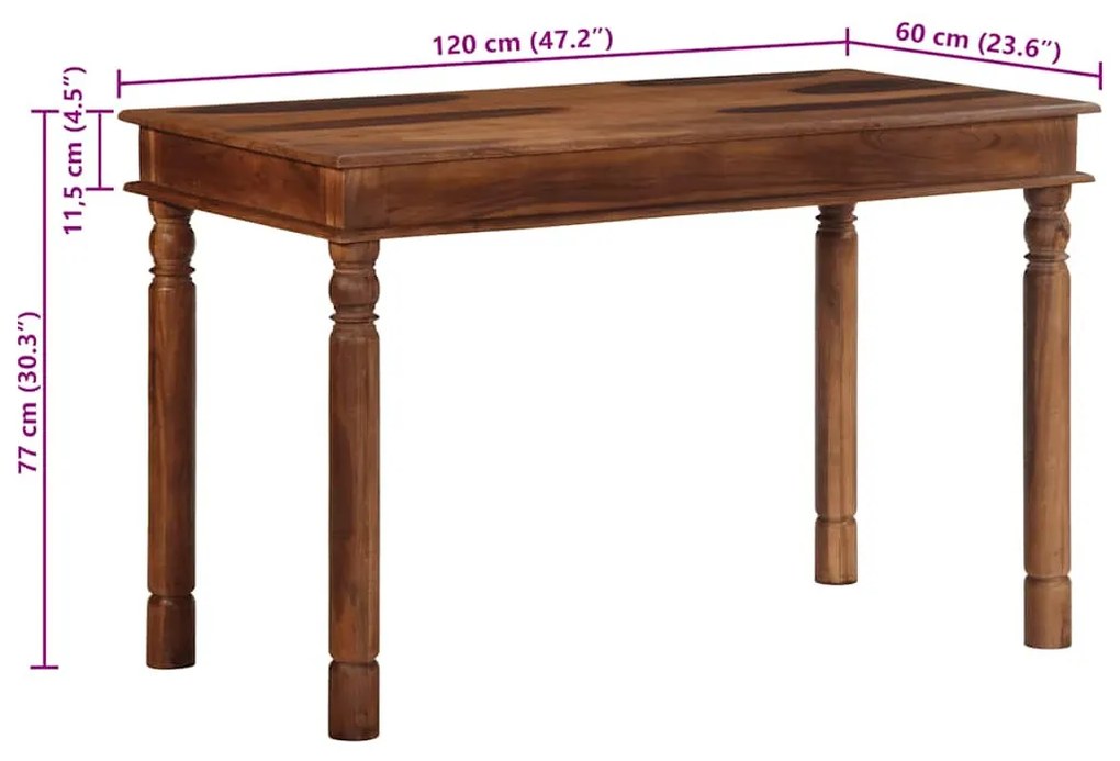 vidaXL étkezőasztal 120x60x77 cm tömörfa akácfa
