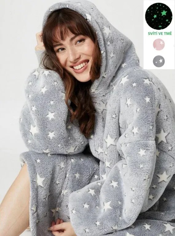 Zaparkorun Sötétben világító takaró ujjal és kapucnival - Rózsaszín