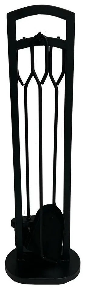 Kandallószerszám-készlet 70 cm, 3 részes,állvánnyal, fekete, fém