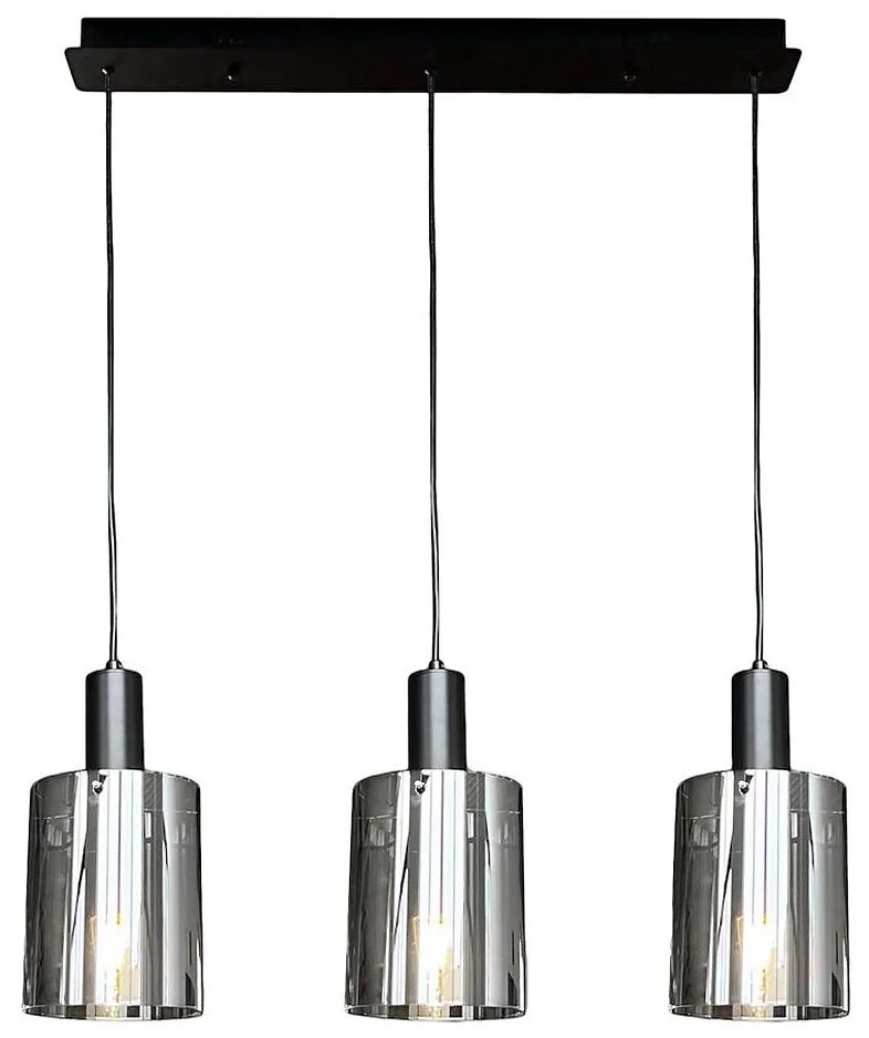 Csillár zsinóron ARCADIA 3xE27/60W/230V fekete/füstös