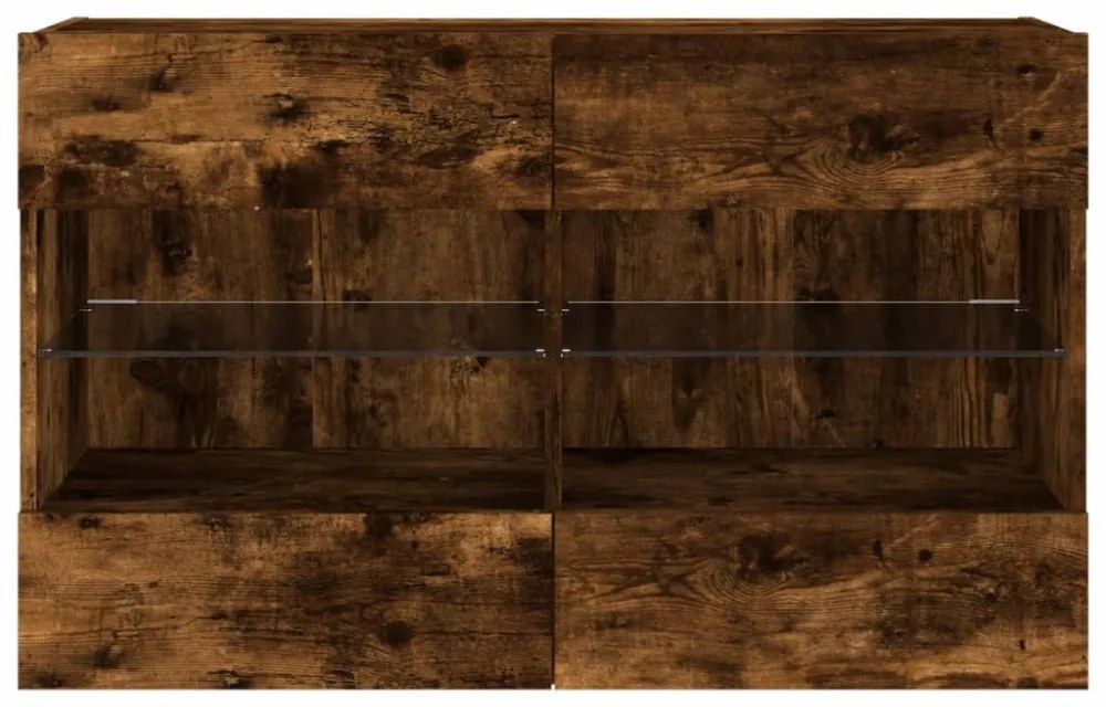 füstös tölgy színű fali TV-szekrény LED-ekkel 98,5x30x60,5 cm