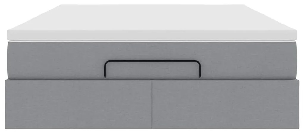 Ottomán ágykeret matraccal világosszürke 140x190 cm szövet