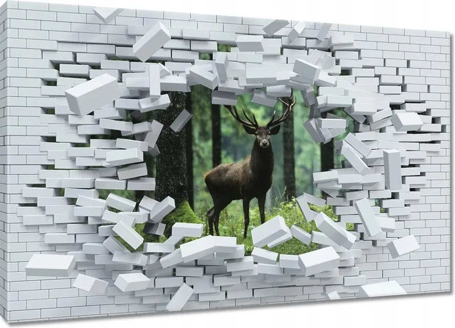 Vászonkép 60x40 Szarvas az erdő közepén