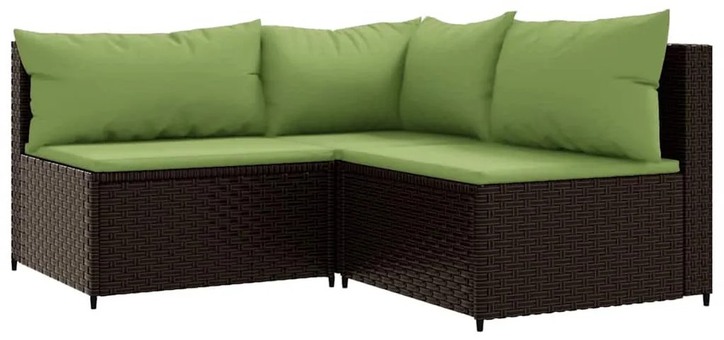 4 részes barna polyrattan kerti ülőgarnitúra párnákkal