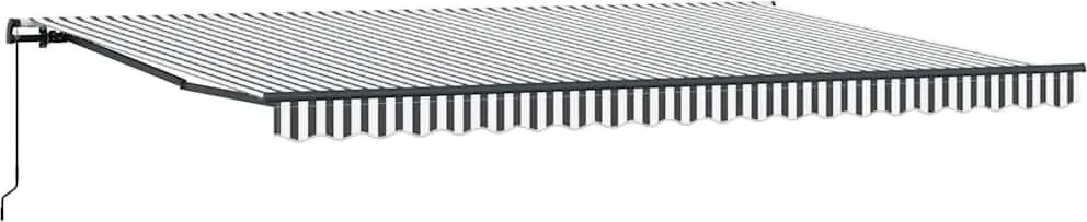 Antracitszürke-fehér kézzel kihúzható napellenző 500 x 300 cm