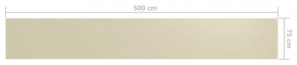krémszínű oxford-szövet erkélynapellenző 75 x 500 cm