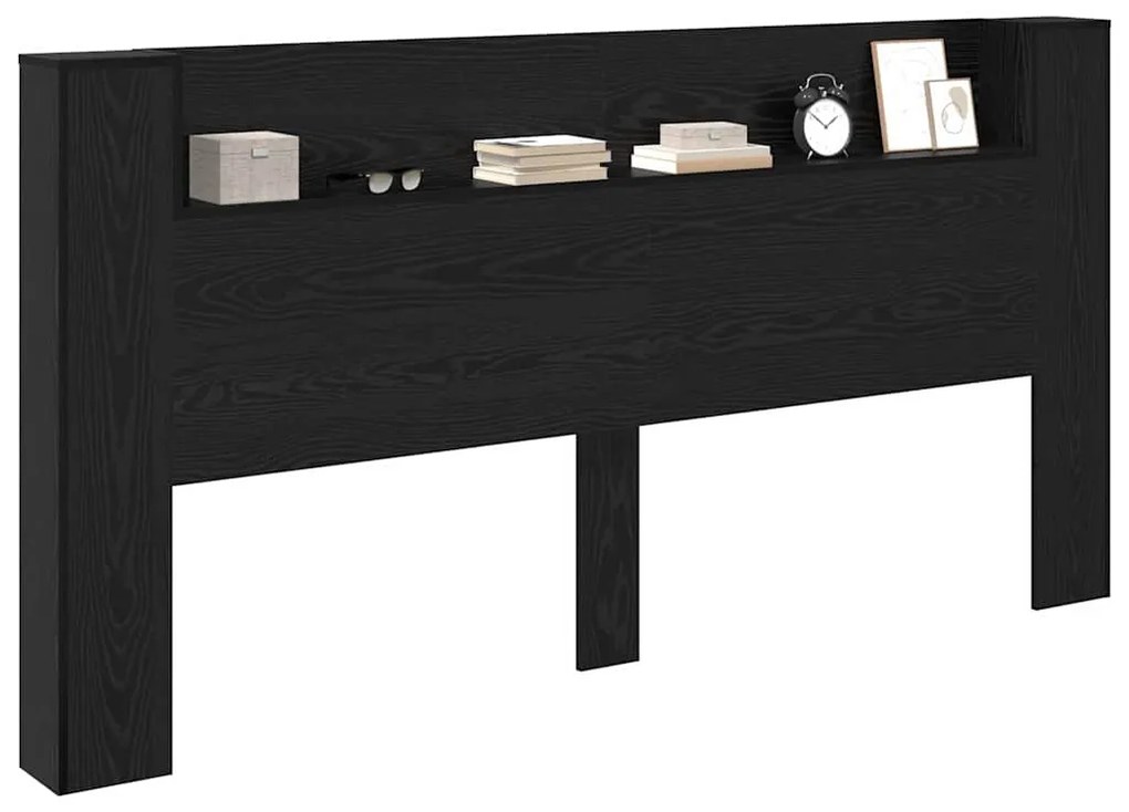 Fejtámla polcokkal Fekete tölgy 200 x 15 x 103,5 cm Faanyag