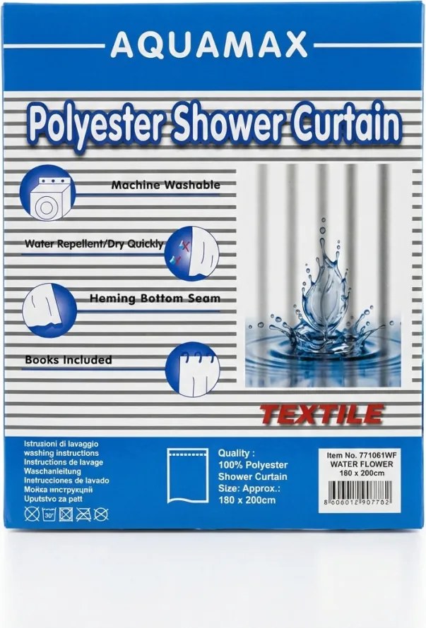 Zuhanyfüggöny - WATER FLOWER - Impregnált textil - 180x200