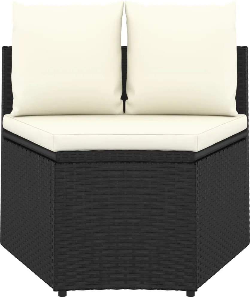 vidaXL 2 részes fekete polyrattan kerti ülőgarnitúra párnákkal