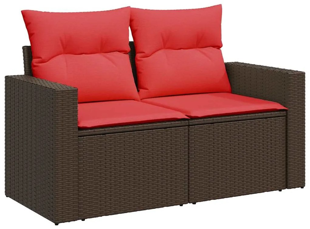 vidaXL 9 részes barna polyrattan akácfa kerti ülőgarnitúra párnákkal