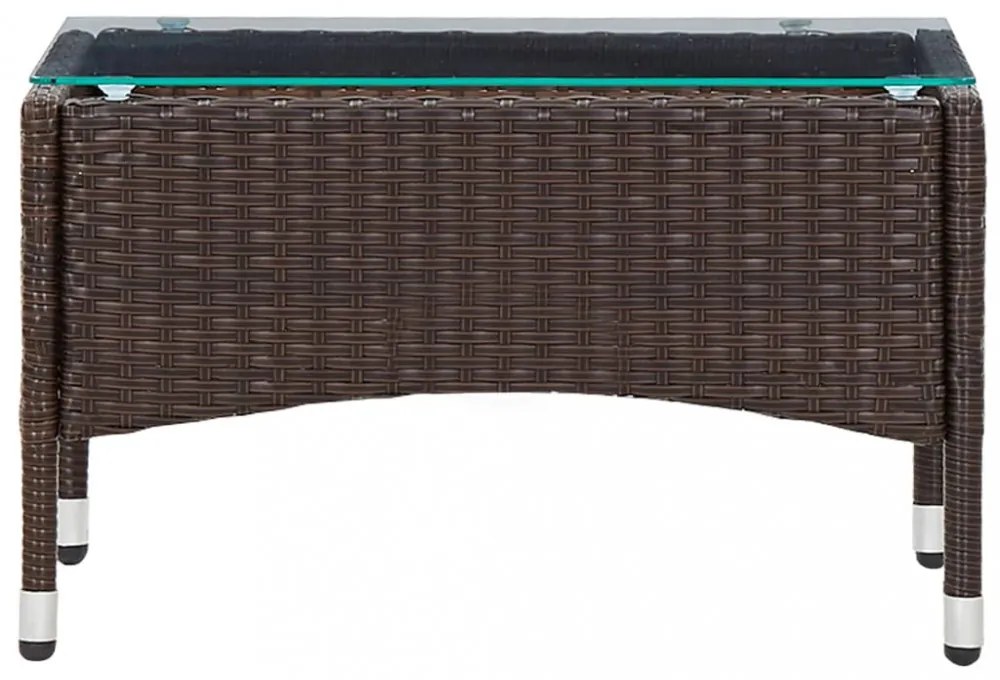 barna polyrattan dohányzóasztal 60 x 40 x 36 cm