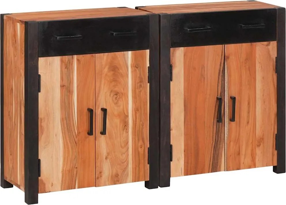 vidaXL Széf fiókkal 2 pcs Barna 110 x 30 x 75 cm Tömör Akácfa