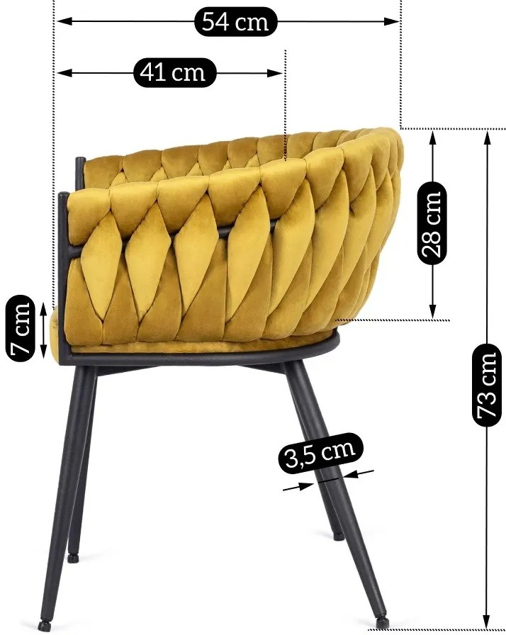 Elegáns Bársony Étkezőszék Mustár Színben. EMPOLI