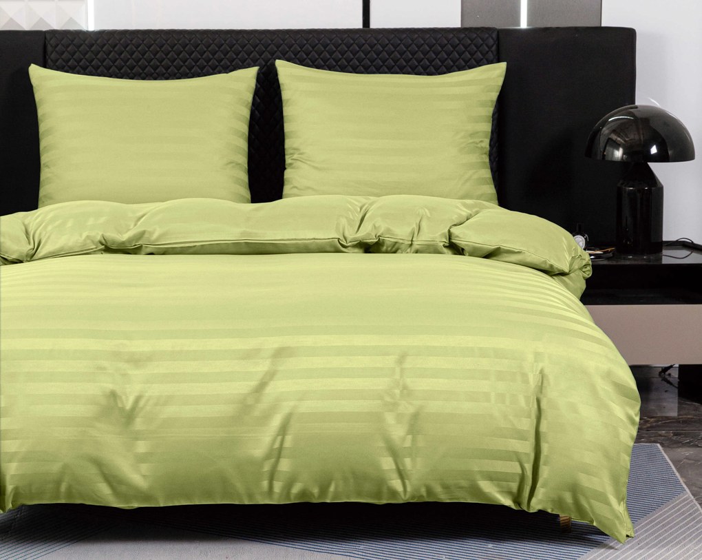 JASMINE mikroszálas szállodai ágyneműhuzat, pisztácia színű – 2 cm-es csíkos Ágyneműhuzat mérete: 70 x 90 cm | 140 x 200 cm