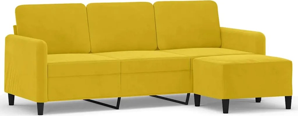 vidaXL 3 személyes sárga bársonykanapé lábtartóval 180 cm
