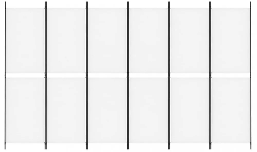 6 paneles fehér szövet térelválasztó 300x180 cm