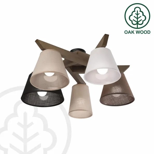 Brilagi - LED mennyezeti lámpa ANTHONY 5xE14/40W/230V tölgy-dió