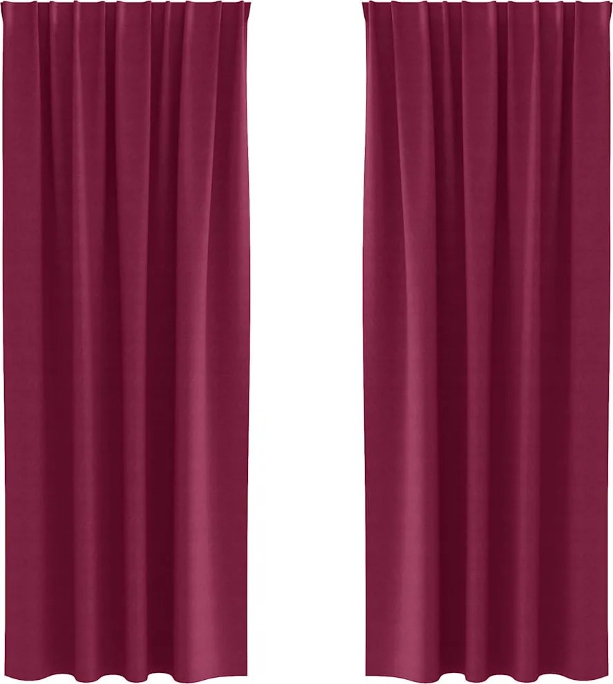 vidaXL Fekete Függöny Gyűrűkkel 2 pcs Bordó 245 x 140 cm Poliészter