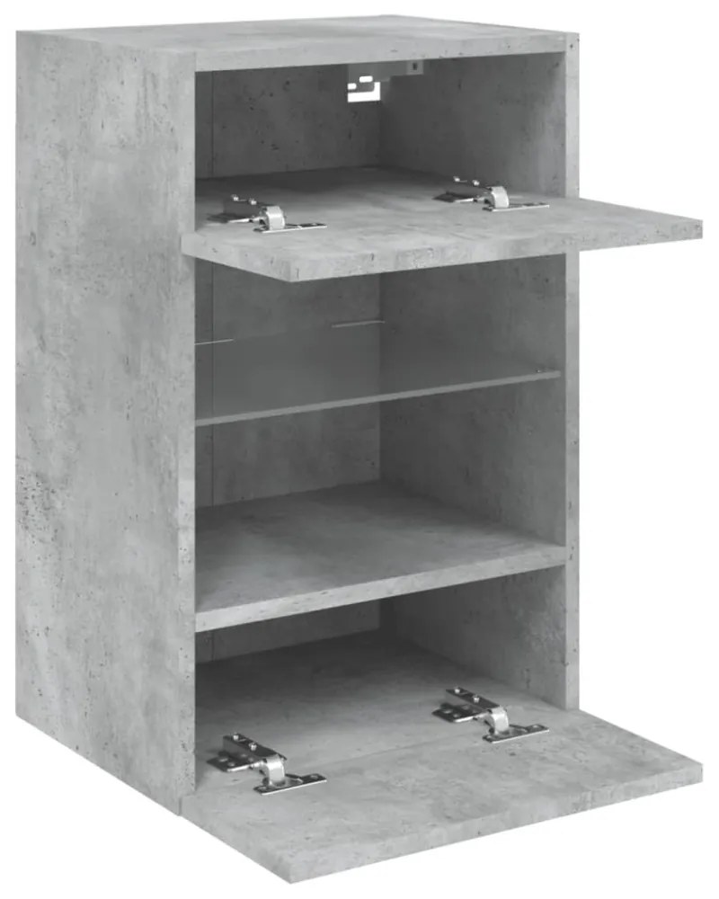 betonszürke falra szerelhető TV-szekrény LED-del 40x30x60,5 cm