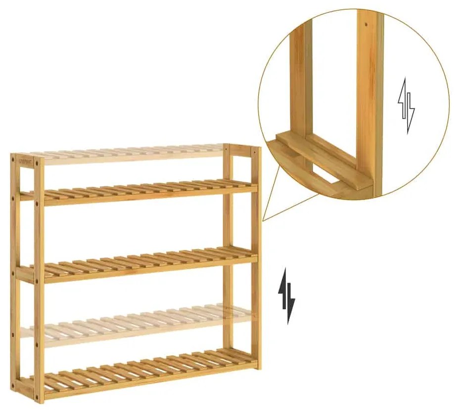 Casaria KAREN bambusz fali polc, 3 szintes, 60x15x54cm, barna