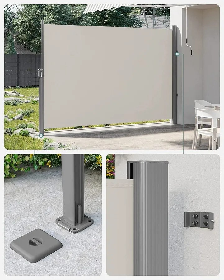 Oldalsó napellenző, napellenző erkélyre, teraszra, bézs