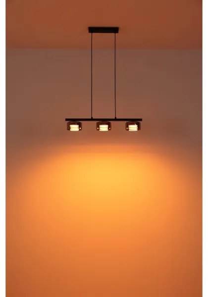 Globo 16055-3HS - LED Csillár zsinóron HIGGINS 3xGX53/6W/230V füstös/fekete