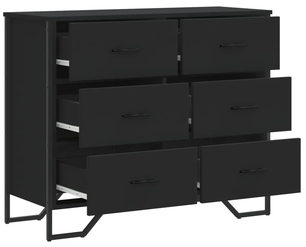 fekete szerelt fa komód 91 x 35,5 x 74,5 cm