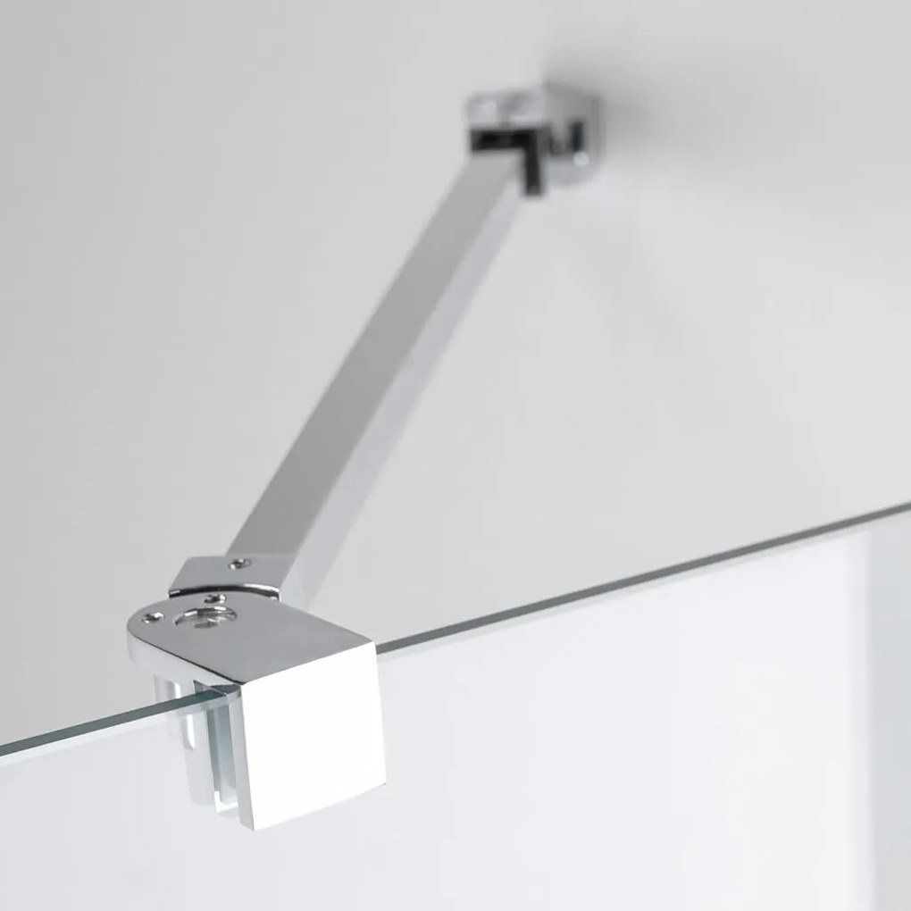 Stuxi Eco Walk-in zuhanyfal, 80x195 cm, 6 mm vastag vízlepergető biztonsági üveggel, 195 cm magas, helytakarékos sarok stabilizátorral