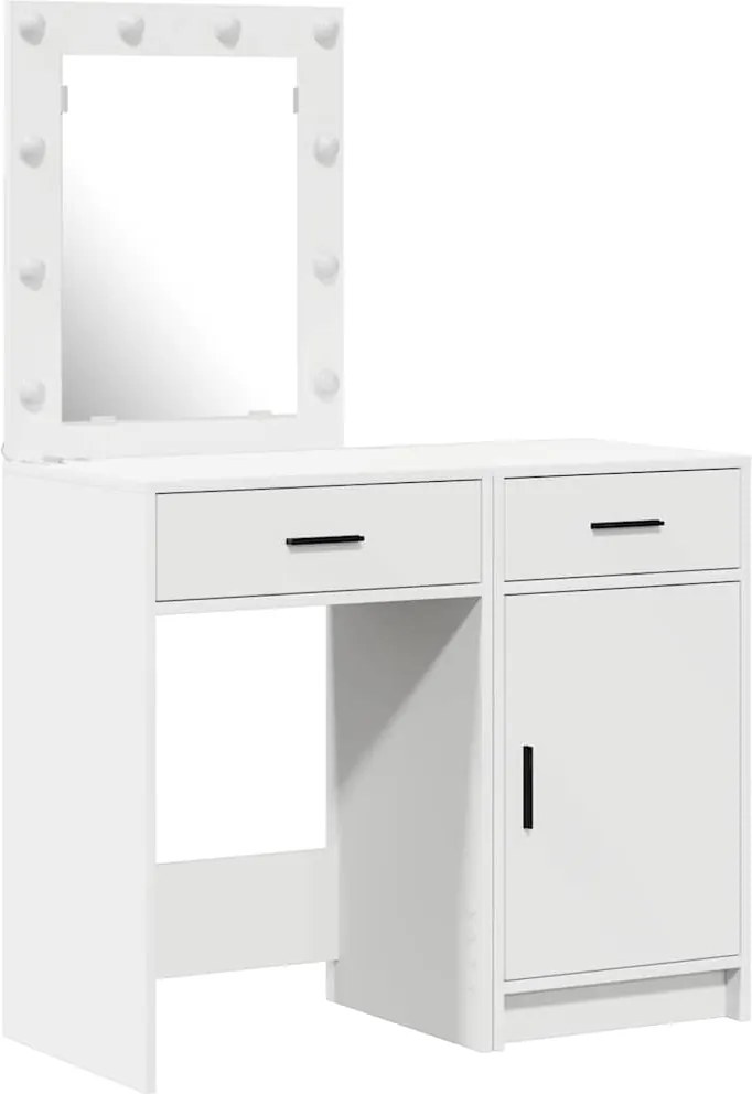 vidaXL Öltözködőasztal fiókkal 2 pcs Fehér 50 x 41 x 135 cm Faanyag
