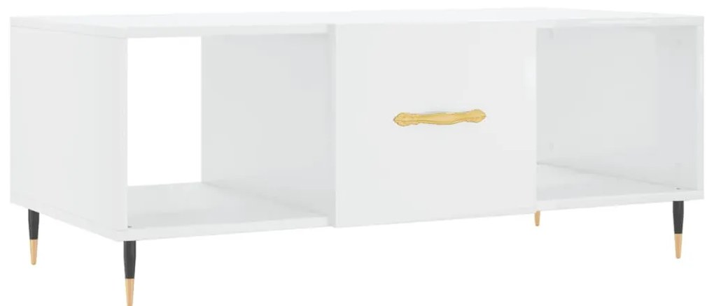 Magasfényű fehér szerelt fa dohányzóasztal 102 x 50 x 40 cm