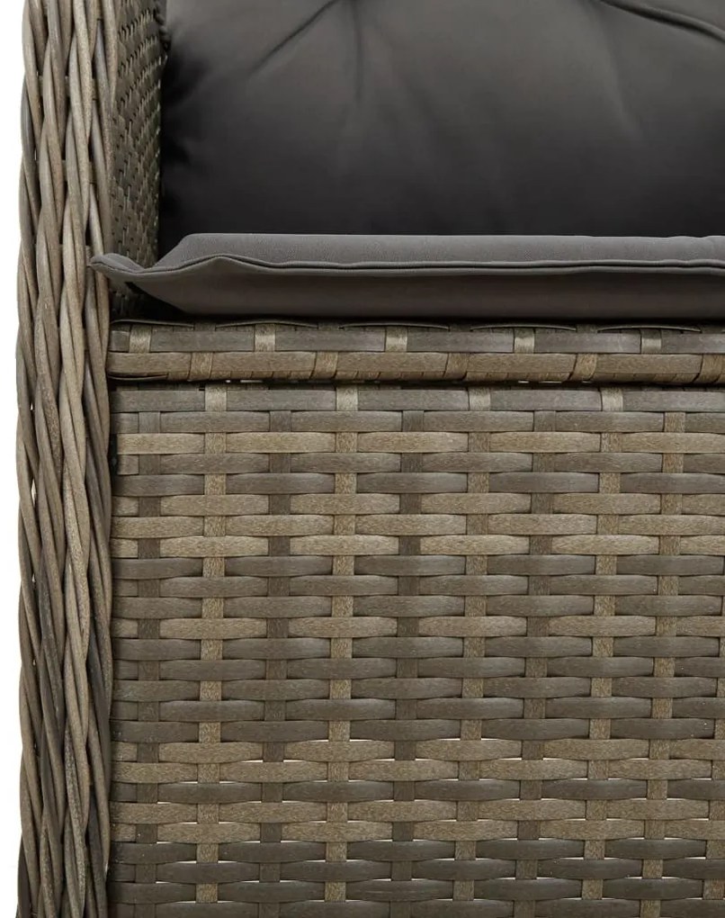 5 részes szürke polyrattan kerti bisztrógarnitúra párnákkal