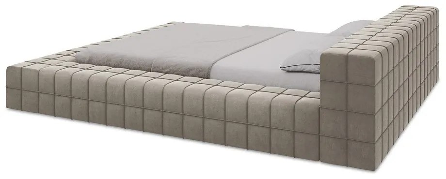 Szürkésbarna kárpitozott franciaágy ágyráccsal 160x200 cm Akela – Makamii