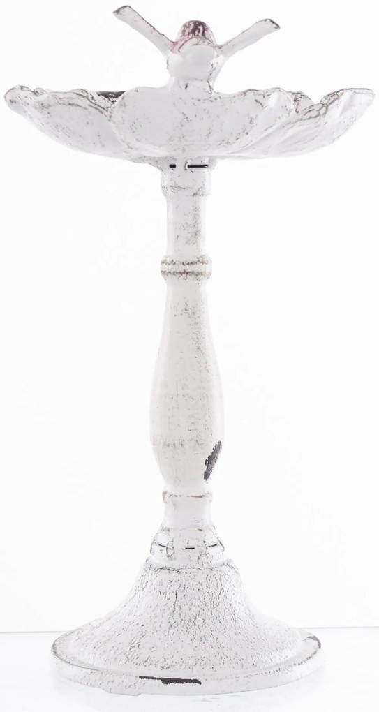 Koptatott fehér öntöttvas madáritató állvány 27x15x17cm