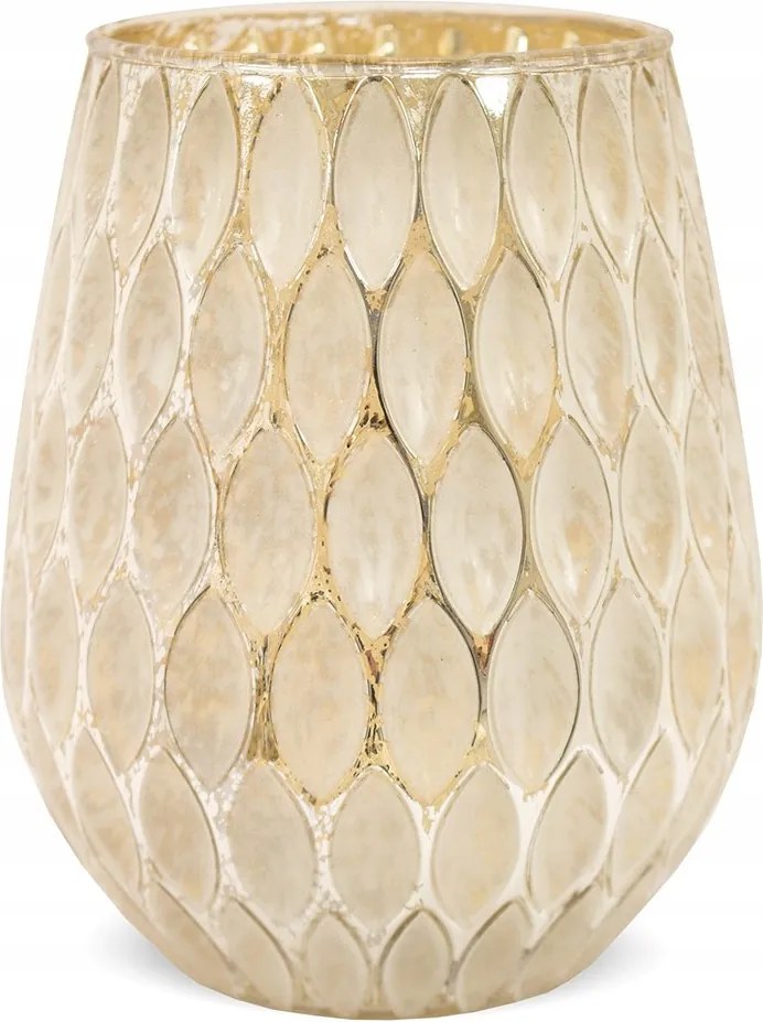 Üveg Gyertyatartó Arany 18cm Dörzsölt Tealight