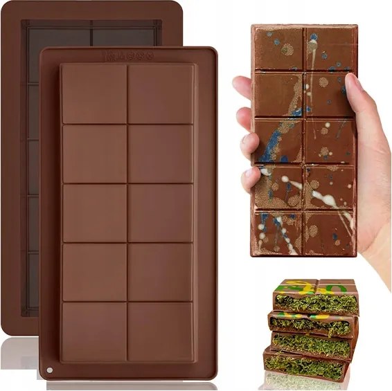 2X Szilikon Öntőforma Csokoládé Tábla Praliné Jég Viasz Nagy