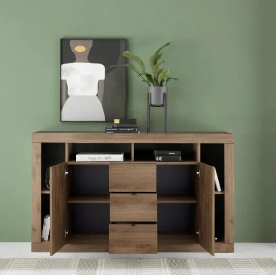 RIMINI komód, kétajtós, háromfiókos – Mercure tölgy