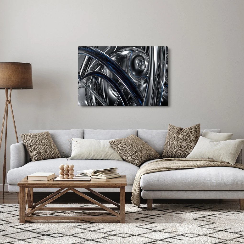 Kék és szürke absztrakció kép (90x60 cm)