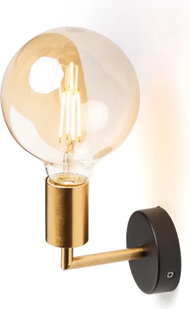 RENDL ARAQ fali lámpa szálcsiszolt sárgaréz/fekete 230V LED E27 15W