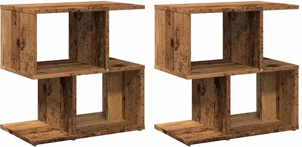 vidaXL éjjeliszekrények 2 db Régi fa 50x30x51,5 cm Gépelt fa