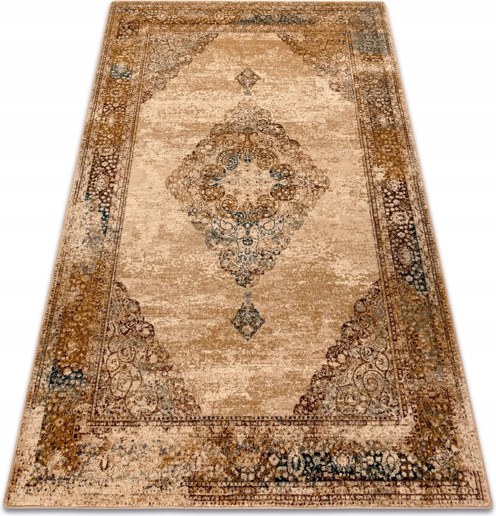 Étkezőszőnyeg Omega Stila gyapjú krém Keret Rozetta 235x350 cm