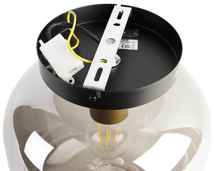 Design mennyezeti lámpa fekete és arany füstüveggel - Zuzanna