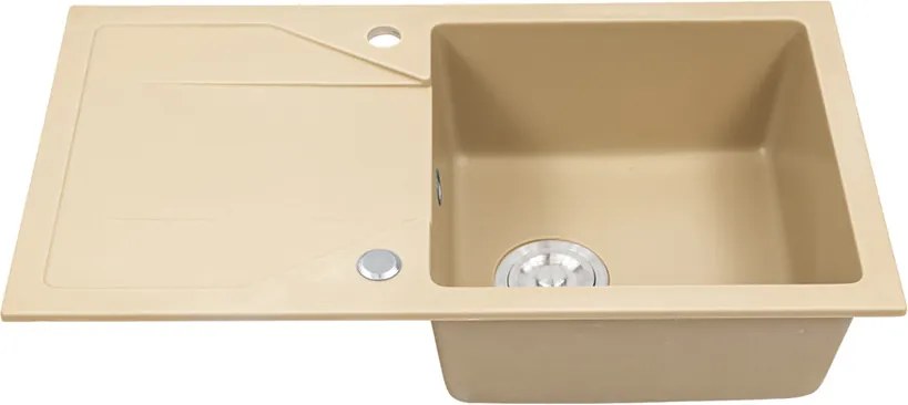 Gori szögletes egy medence + csepegtető gránit mosogató bézs