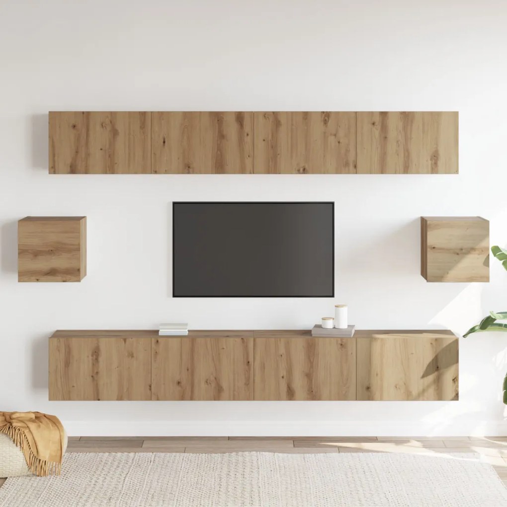 6 darabos TV szekrény szett Kézműves tölgy Mérnöki fa