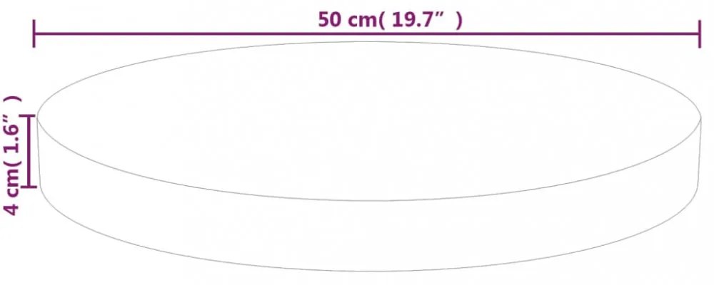 kerek kezeletlen tömör tölgyfa asztallap Ø50 x 4 cm