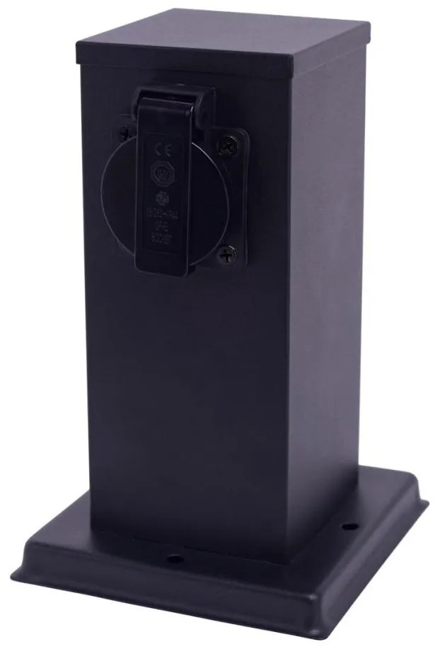 Kültéri csatlakozós oszlop 1Z SCHUKO 230V IP44 20 cm fekete