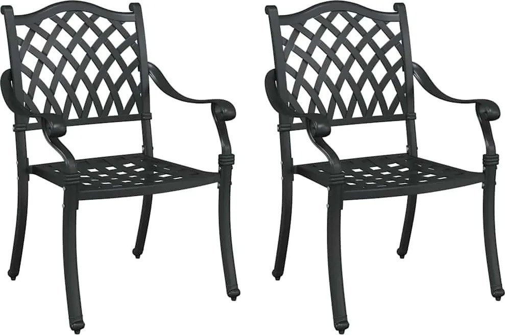 vidaXL Kerti Szék 2 pcs Fekete 56 x 55 x 92.5cm Alumínium