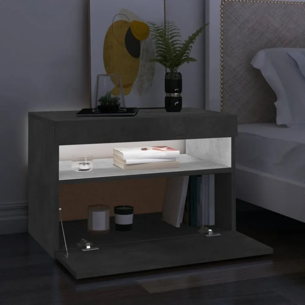 2 db betonszürke TV-szekrény LED-lámpákkal 60 x 35 x 40 cm