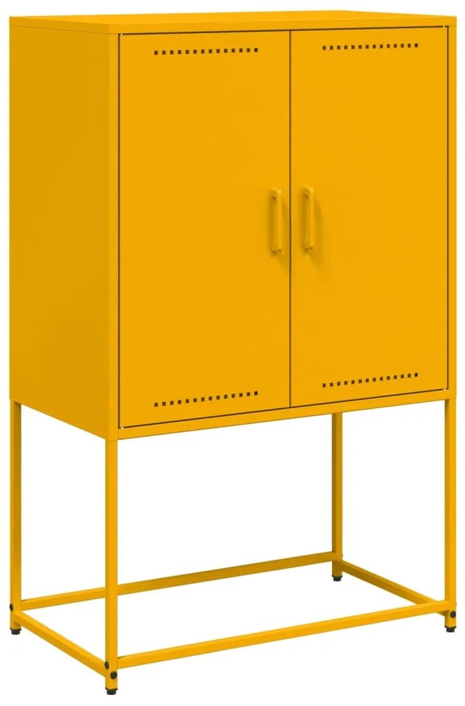 Mustársárga acél magasszekrény 68,5 x 38,5 x 107 cm